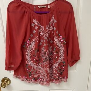 Soft Surroundings Embroidered Boho Blouse Size Small NWT